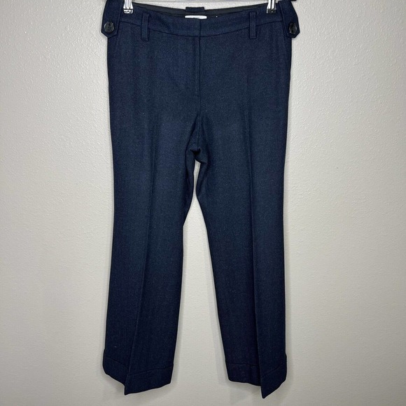 LOFT Pants & Jumpsuits Loft Petites Womens Blue Wool Blend Mid Rise Bootcut Dress Pants Size
